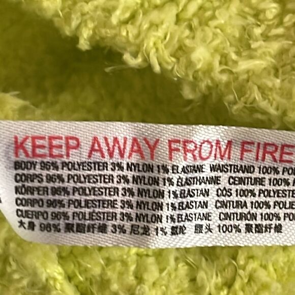 Urban Outfitters Top Womens Medium Fuzzy Knit lounge Lime Green wrap Cropped NWT - Picture 8 of 8